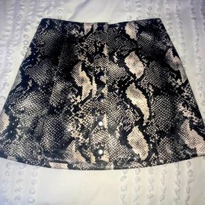 snake skin print leather skirt